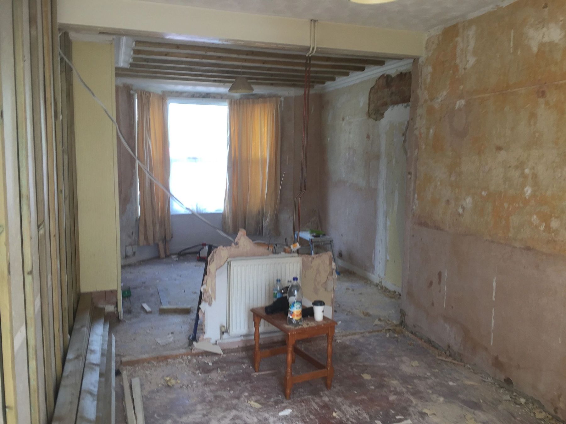 Studio B during renovation, walls removed
