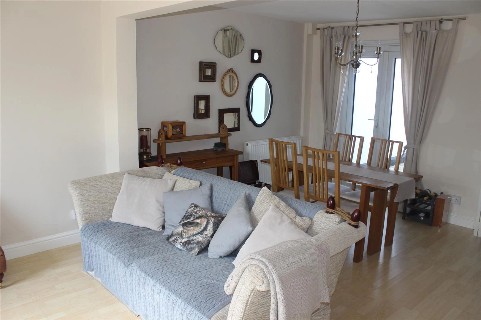 A light, refurbished living and dining room